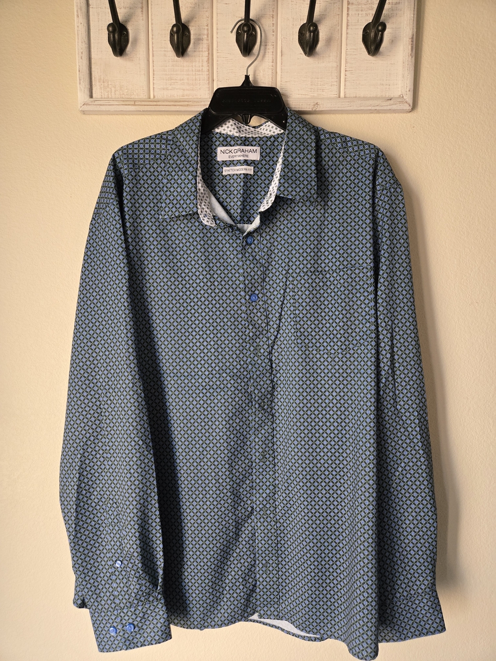 Nick Graham Men's Blue Geometric Button-Down Shirt